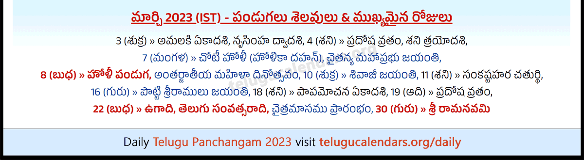 Telugu Festivals 2023 March Perth