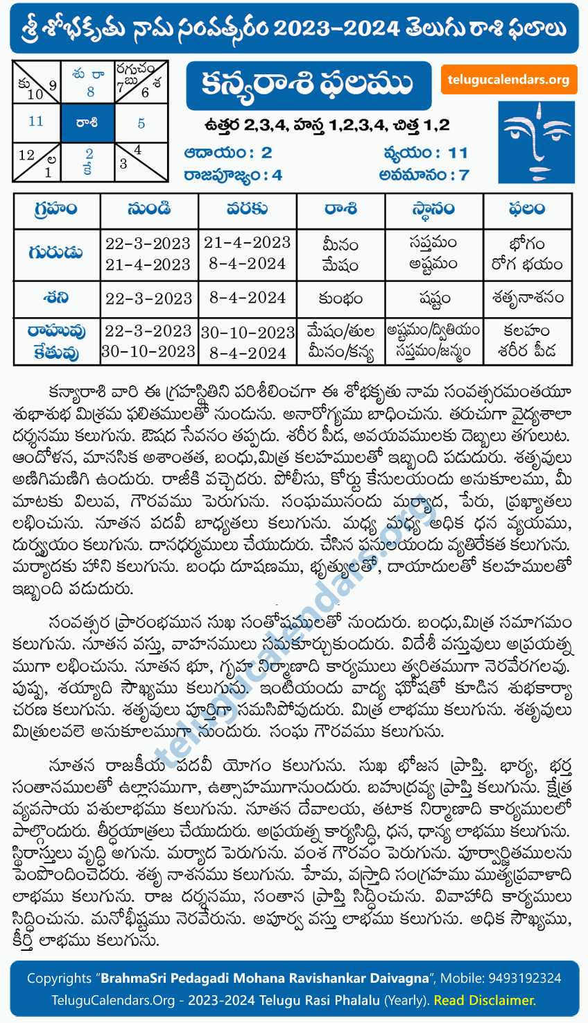 Kanya Rasi Phalalu 20232024 Yearly Predictions & Remedies in Telugu